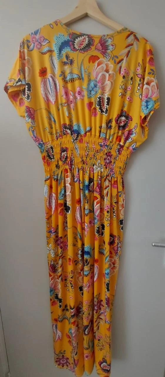 Vestido Floral Amarelo de Verão com Cintura Elástica, tamanho G/GG – photo 3